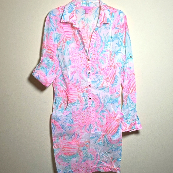 Lilly Pulitzer Amelia Island Getting Steamy Pink and Blue Swim Coverup!
